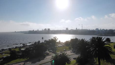 aerea drone filmacion paisaje parque rambla parque rodo montevideo uruguay