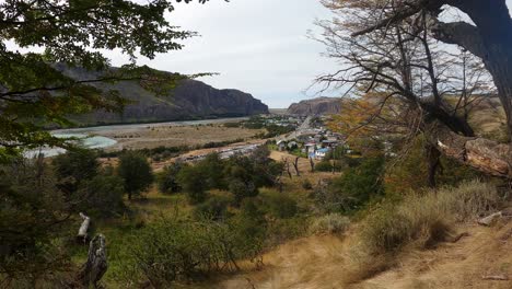 el chalten town in patagonia argentina view from above trekking path in the mountains