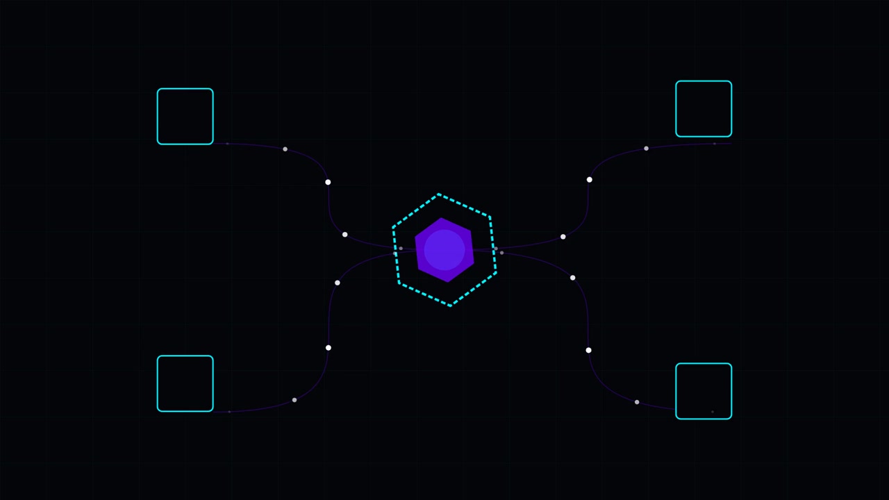 Animated Hexagonal Network Diagram with Pulsing Central Node