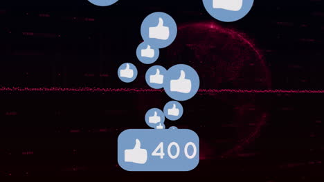animación de las reacciones de las redes sociales sobre los datos financieros en fondo negro