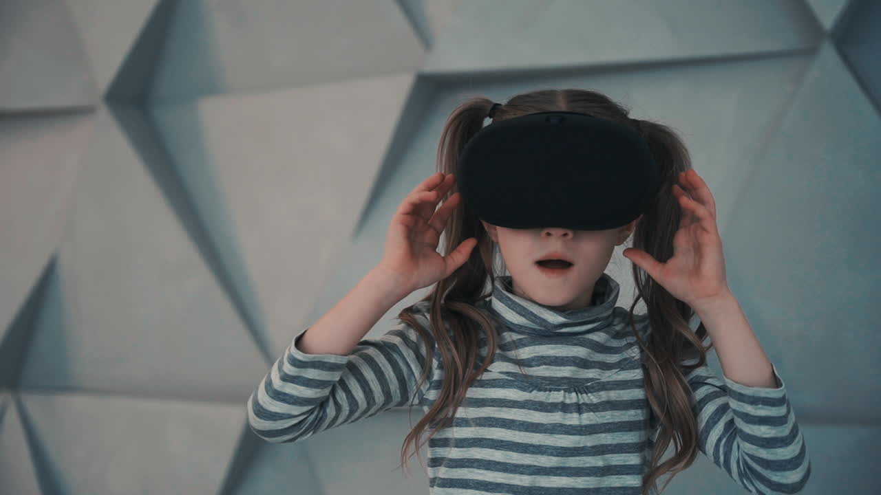 Little Girl With Virtual Reality Glasses 1