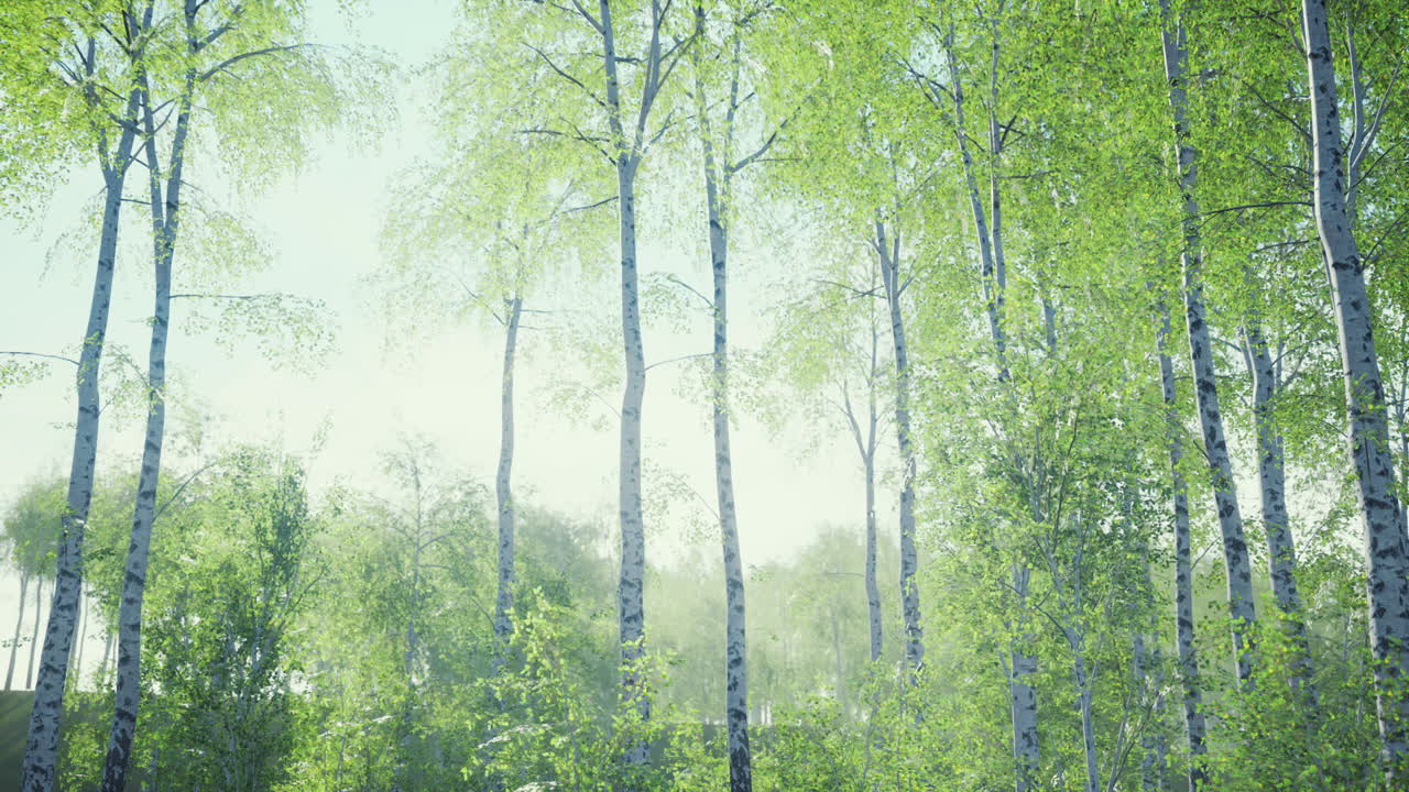 white birch trees in the forest in summer