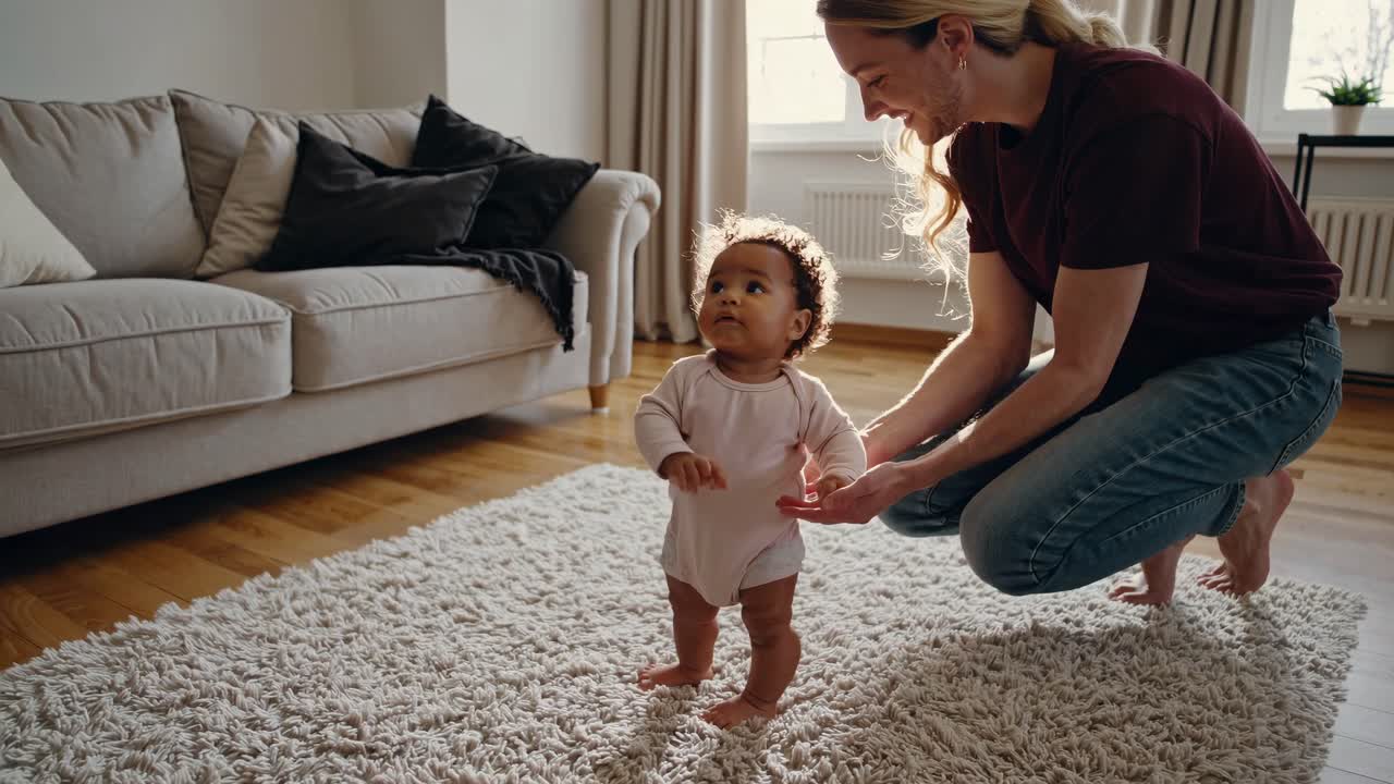 Baby Learning to Walk with Dad