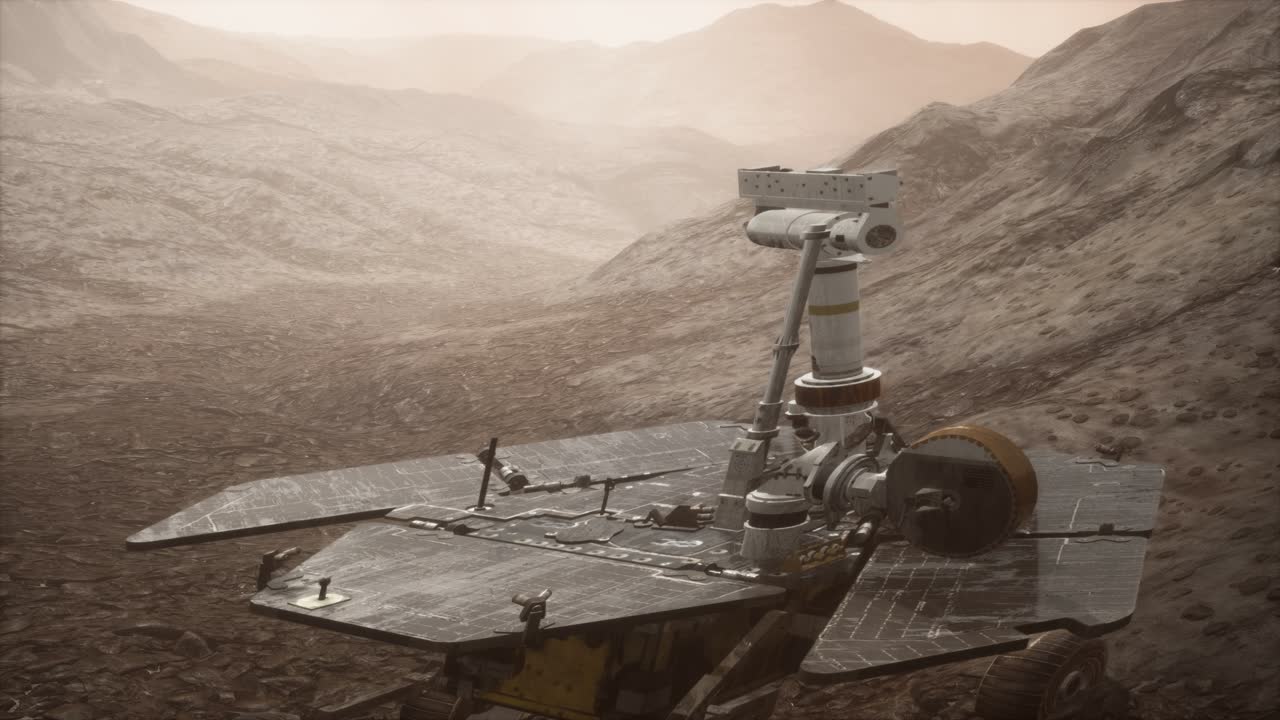 Opportunity-luotain tutkimassa punaisen planeetan pintaa.
