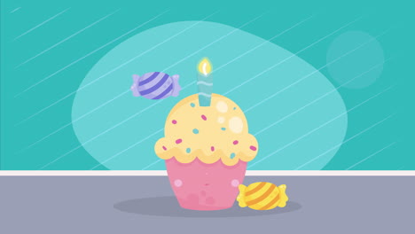 sweet cupcake pastry product animation