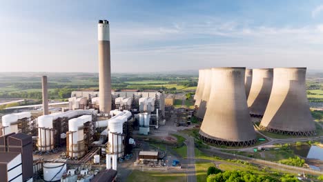 drone video of the ratcliffe-on-soar power station decommissioned coal-fired power station.