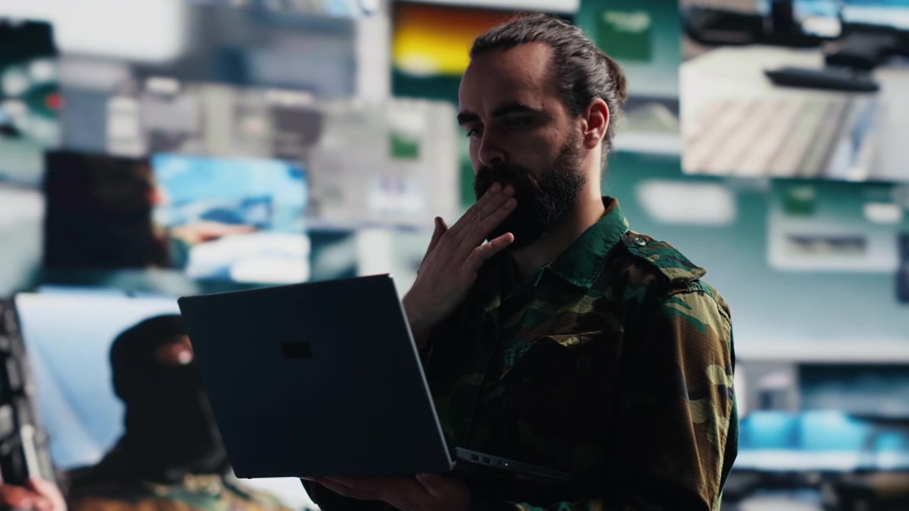 Officer tracks real time combat data for strategic defense