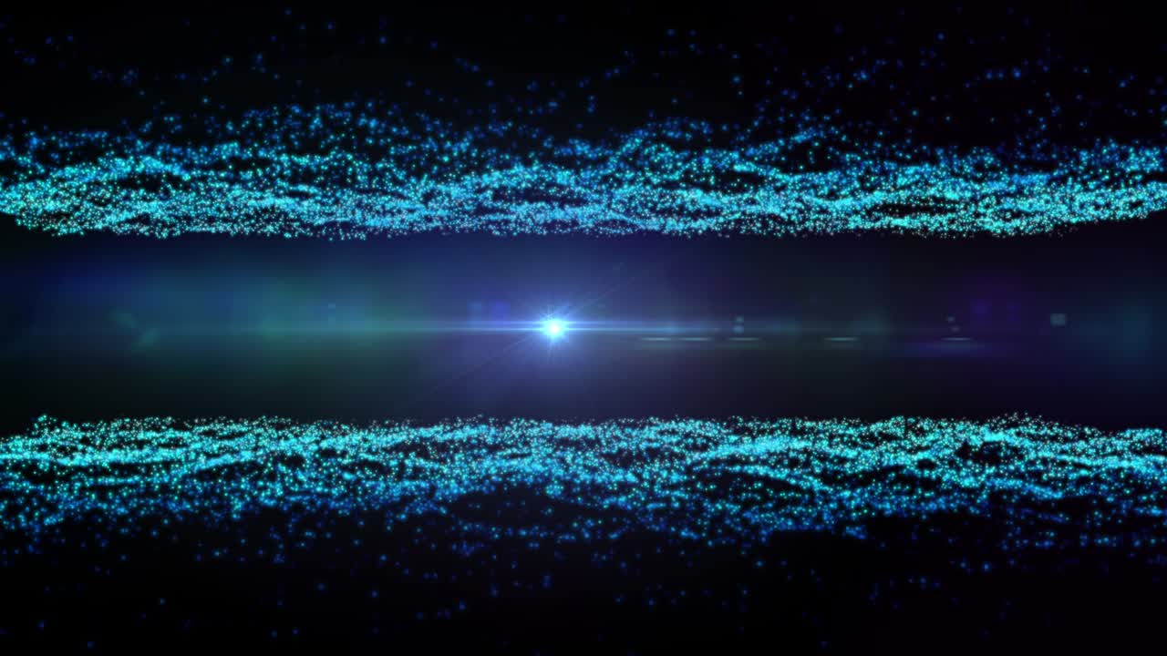 4K Abstract Retro Futuristic Landscape Particles Loopable Technology Background with Lens Flare