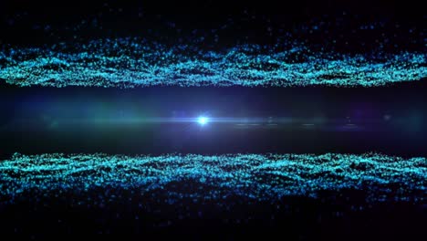 4k abstracto retro futurista partículas de paisaje tecnología loopable fondo con destello de la lente