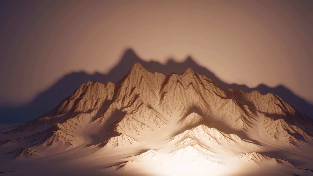 Stylized Abstract Mountain Landscape with Warm Glow
