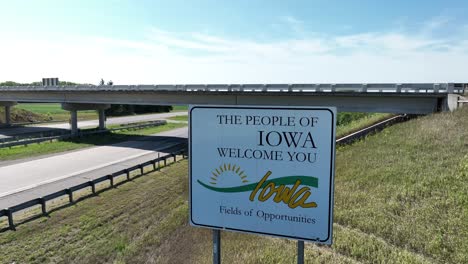 welcome to iowa state road sign