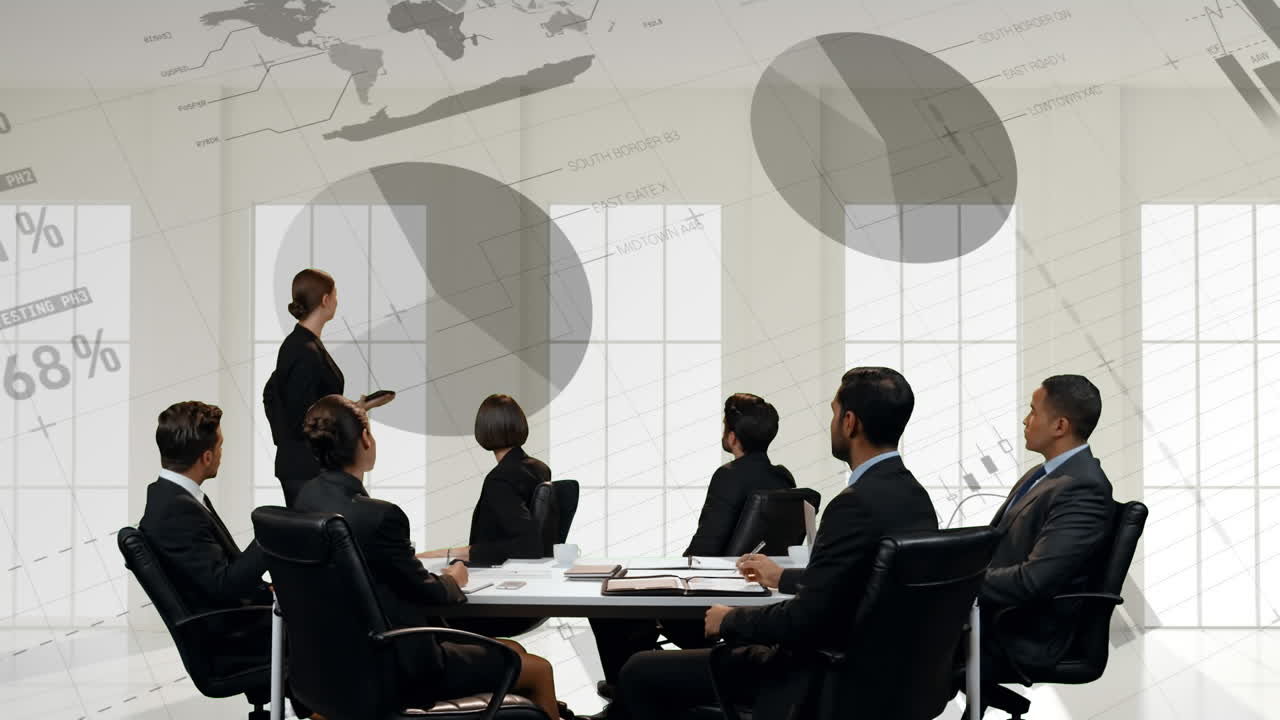 사업가 여성 이 사업가 들 의 모임 에 발표 하고 있다