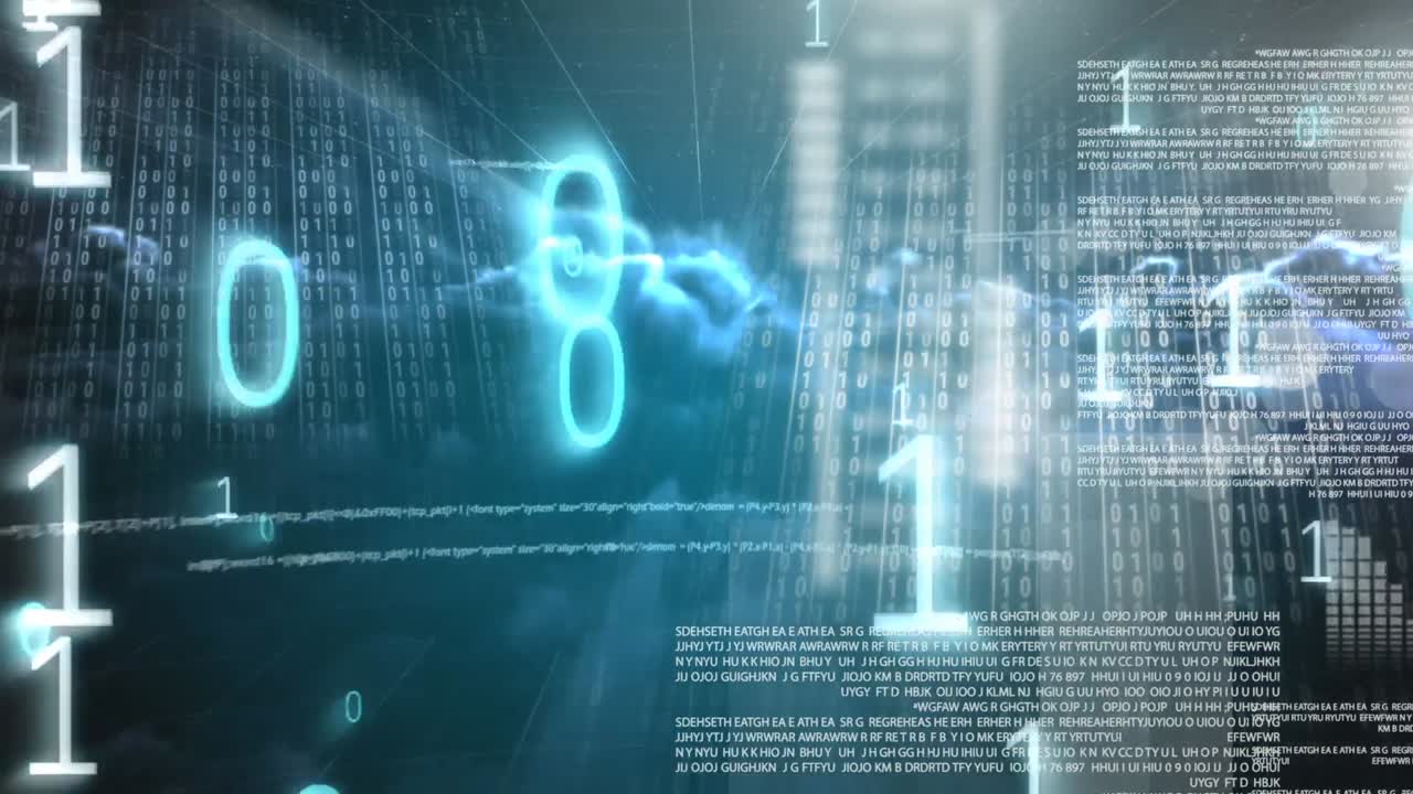 Digital animation of binary code technology 4k