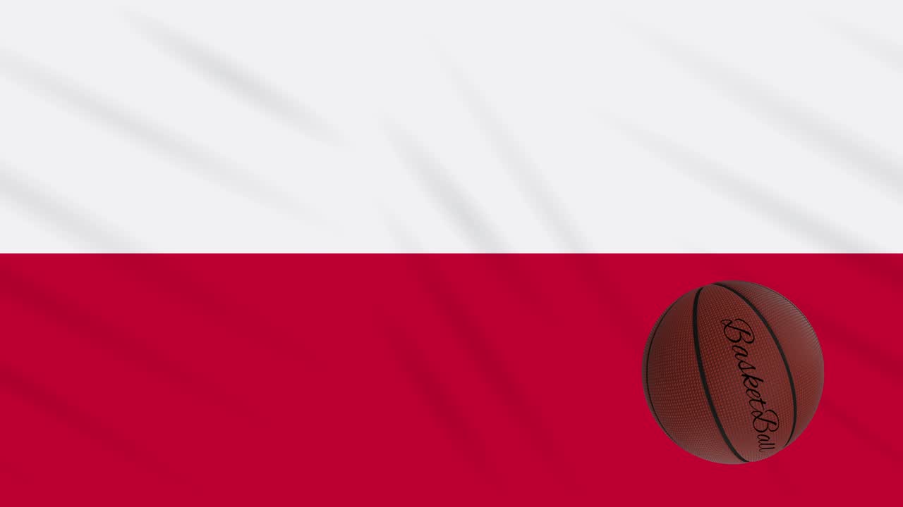 폴란드 발이 흔들리고 농구가 회전하고, 루프