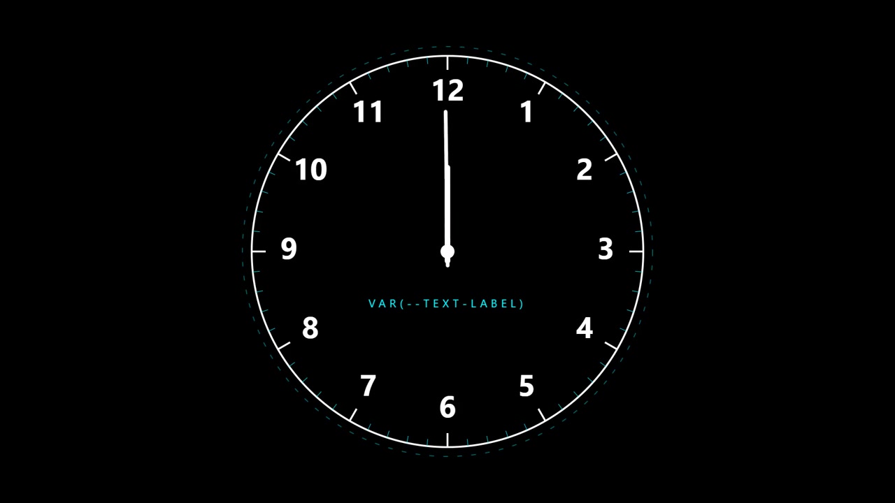 Animación de reloj digital con cuenta regresiva hasta las doce