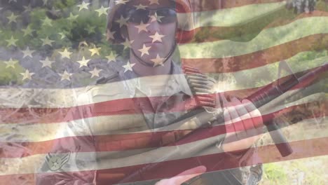 US-caucasian-soldier-with-US-flag-waving-foreground