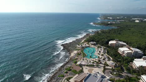 aerial view of luxury seaside resort and caribbean sea, playa del carmen, mexico