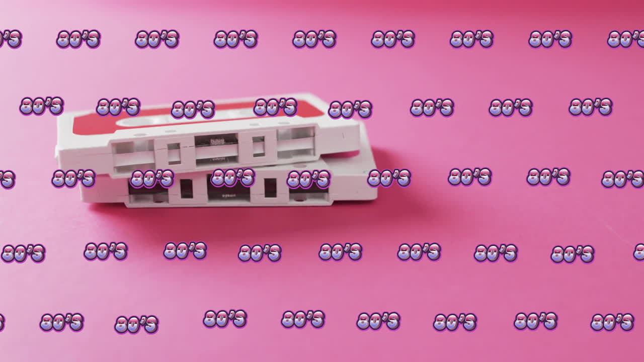 80년대의 텍스트를 핑크색 배경에 테이프로 그린 애니메이션