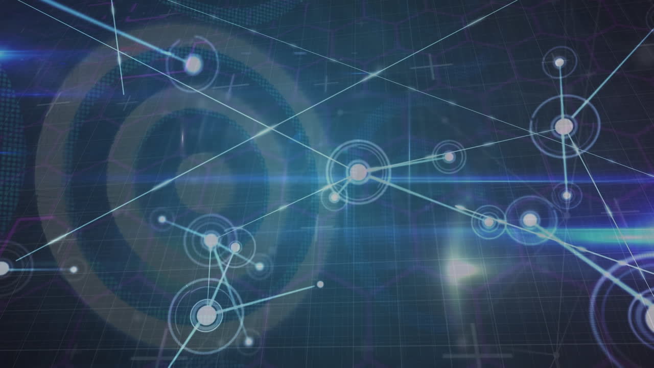 어두운 배경 위의 연결 네트워크의 애니메이션