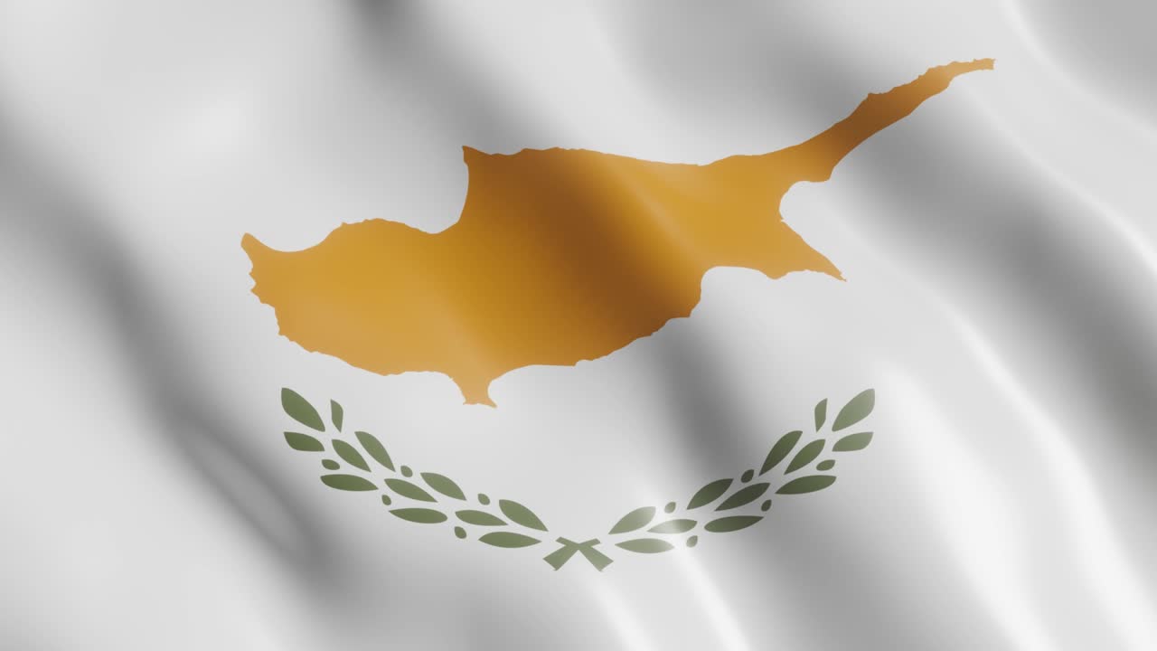 키프로스의 발을 흔들고 있는 3d 렌더링: 바람의 배경에서 국가 발의 끝없는 애니메이션, 4k 현실적인 원활한 루프 애니메이션 비디오 클립