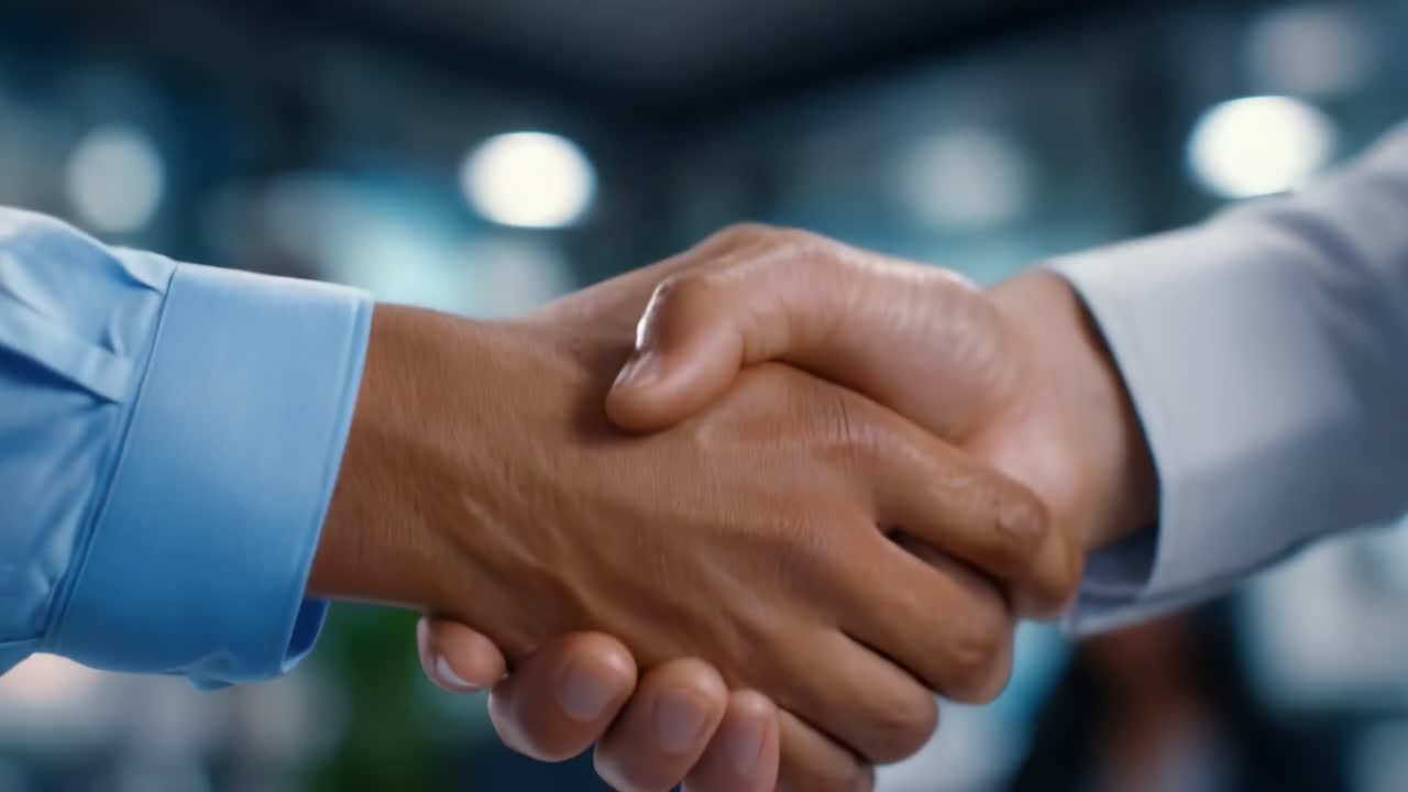 A Professional Handshake Symbolizing Agreement, Collaboration, and Mutual Understanding Between Two Individuals in a Business Environment