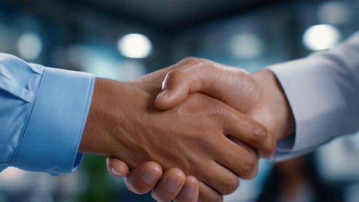 A Professional Handshake Symbolizing Agreement, Collaboration, and Mutual Understanding Between Two Individuals in a Business Environment