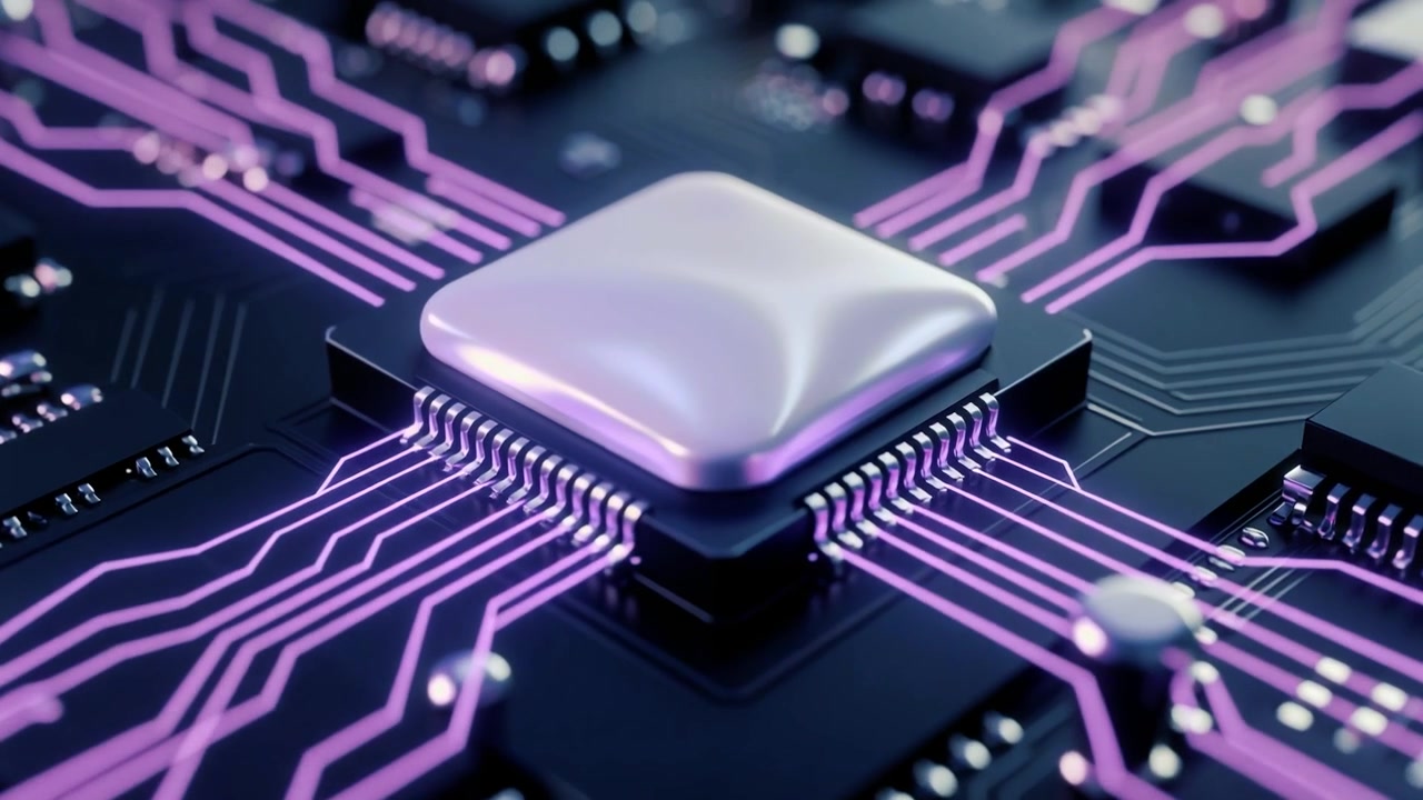 Data Flowing Through a Central Processing Unit on a Circuit Board