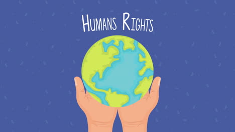 human rights animation with world planet