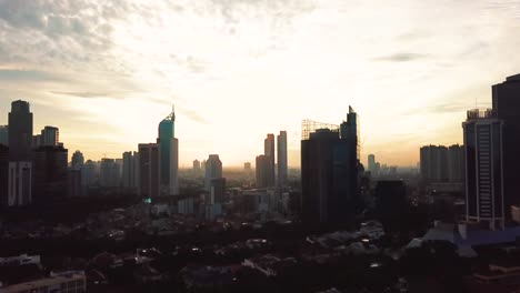 aerial scenery of dusk time in jakarta city