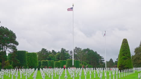 the normandy american cemetery static overlooking slow motion 4k
