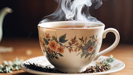 a cup of steaming hot tea