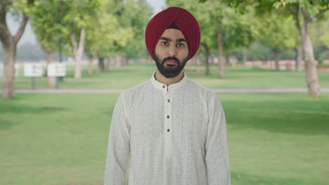 sikh indian man looking to the camera in park