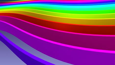 a row of colorful stripes with wave motion and reflections. 3d background.