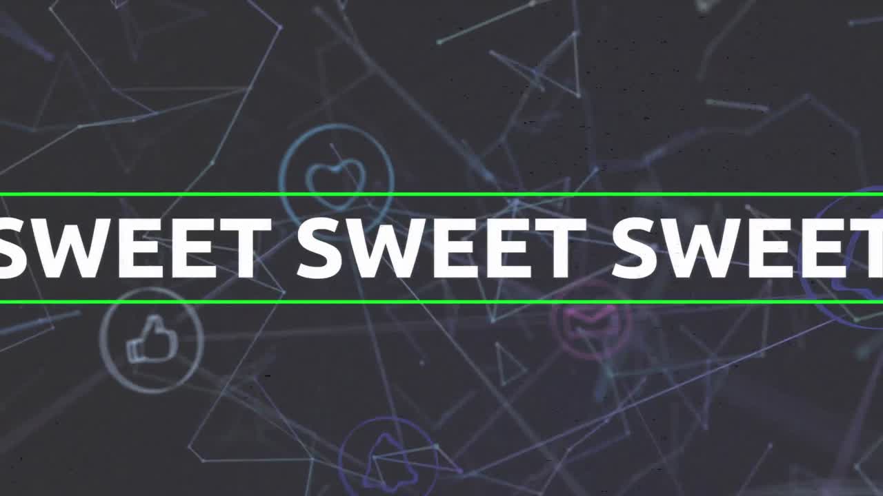 검은색 배경의 연결 위에서 반복되는  ⁇ 색 문자로 달 ⁇ 한 텍스트의 애니메이션