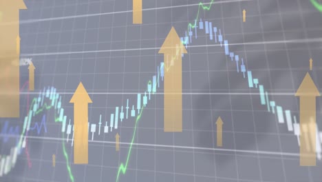 animation of financial data processing over arrows and clouds