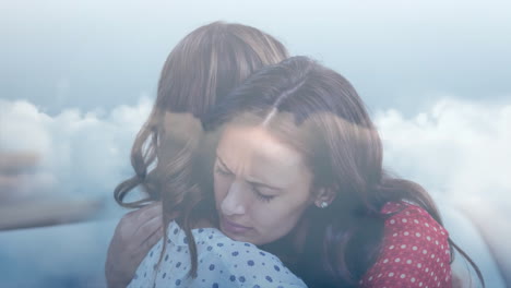 animación digital de una mujer abrazando a su hija 4k