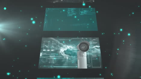 glowing green interface with digital network connections and data processing animation