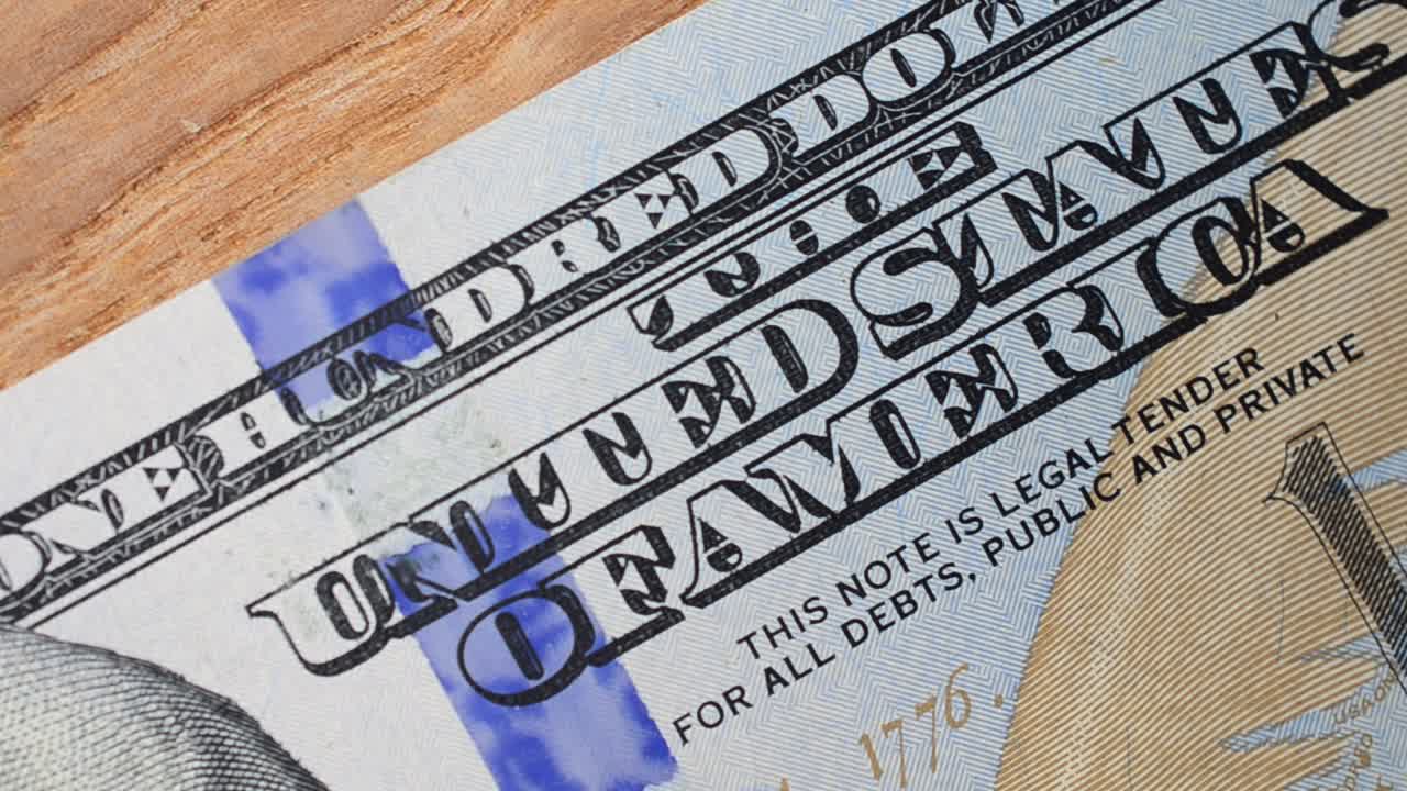 Macro of a new 100 dollar bill