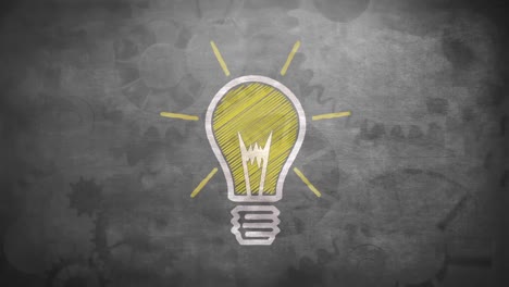 Animation of a bulb with moving gears in the background