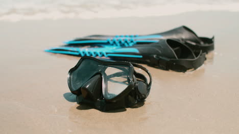 scuba diving set at the shore