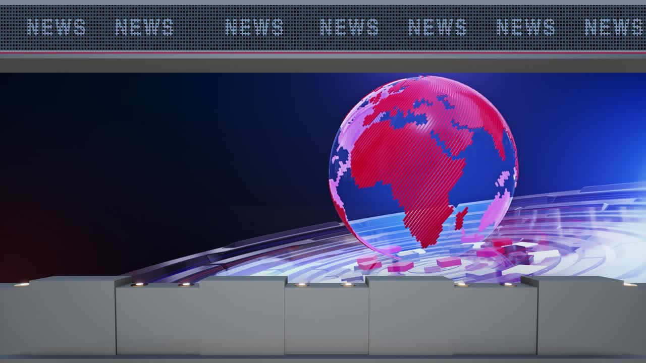 el bucle de noticias del estudio de televisión virtual 3d