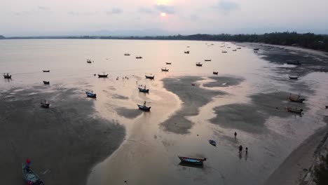 aerial view of stranded boats at khao ta mong lai bay, thailand, asia