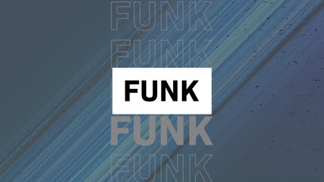 animación de texto funk sobre rayas azules en movimiento