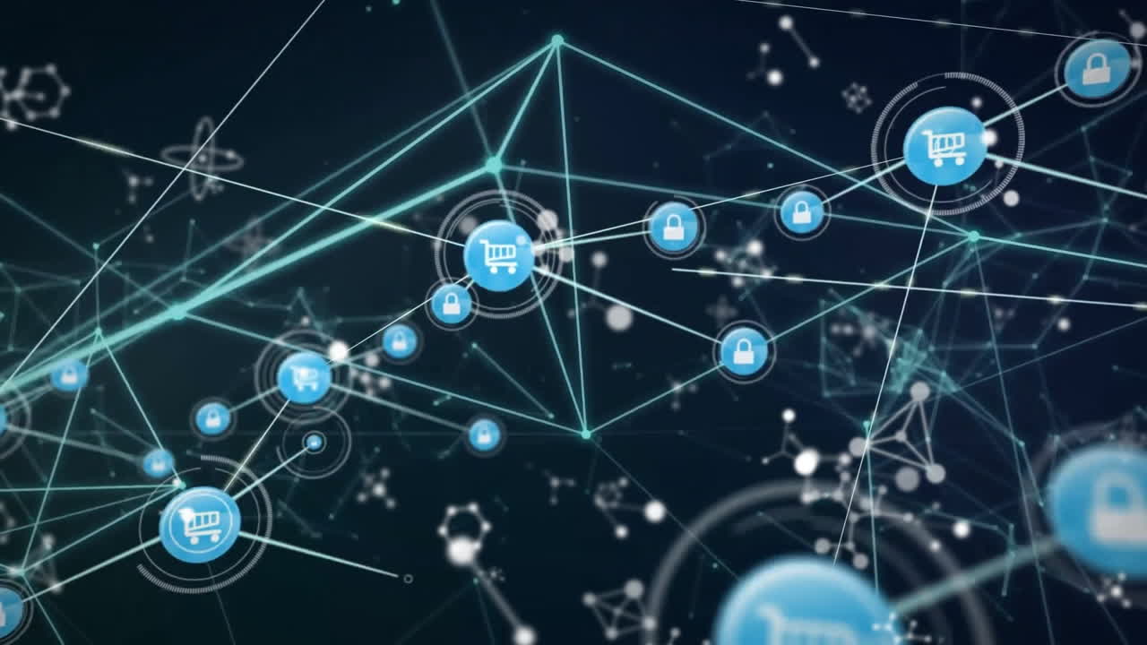 animación de la red de conexiones sobre un fondo oscuro