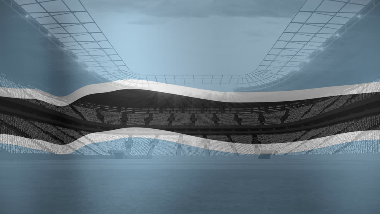 animación de la bandera de botswana sobre el estadio deportivo