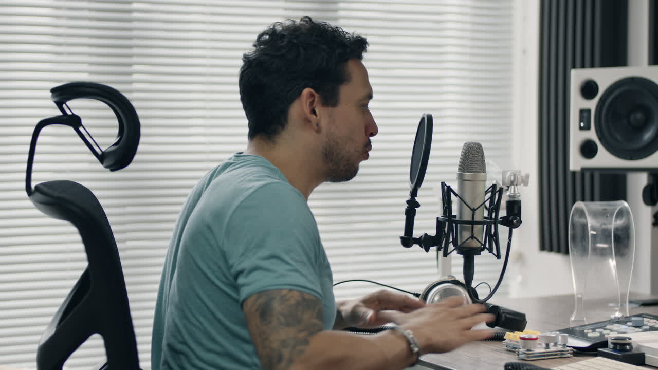 Man Recording in a Home Studio