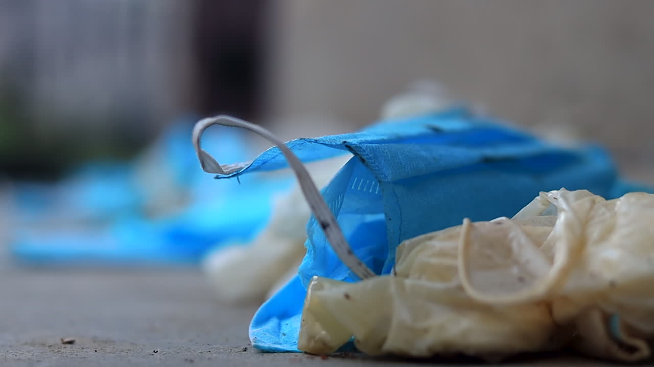 근접 촬영 covid-19 폐기물