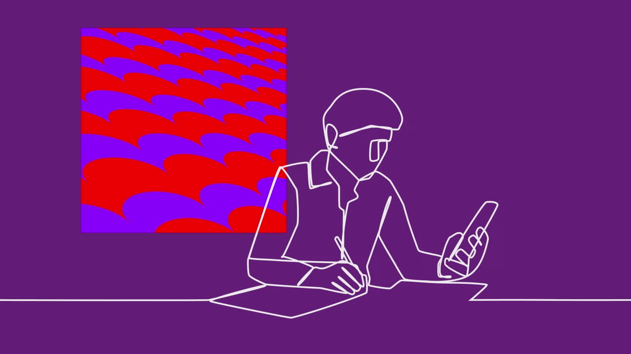 움직이는 모양 위에 쓰는 사업가의 그림의 애니메이션