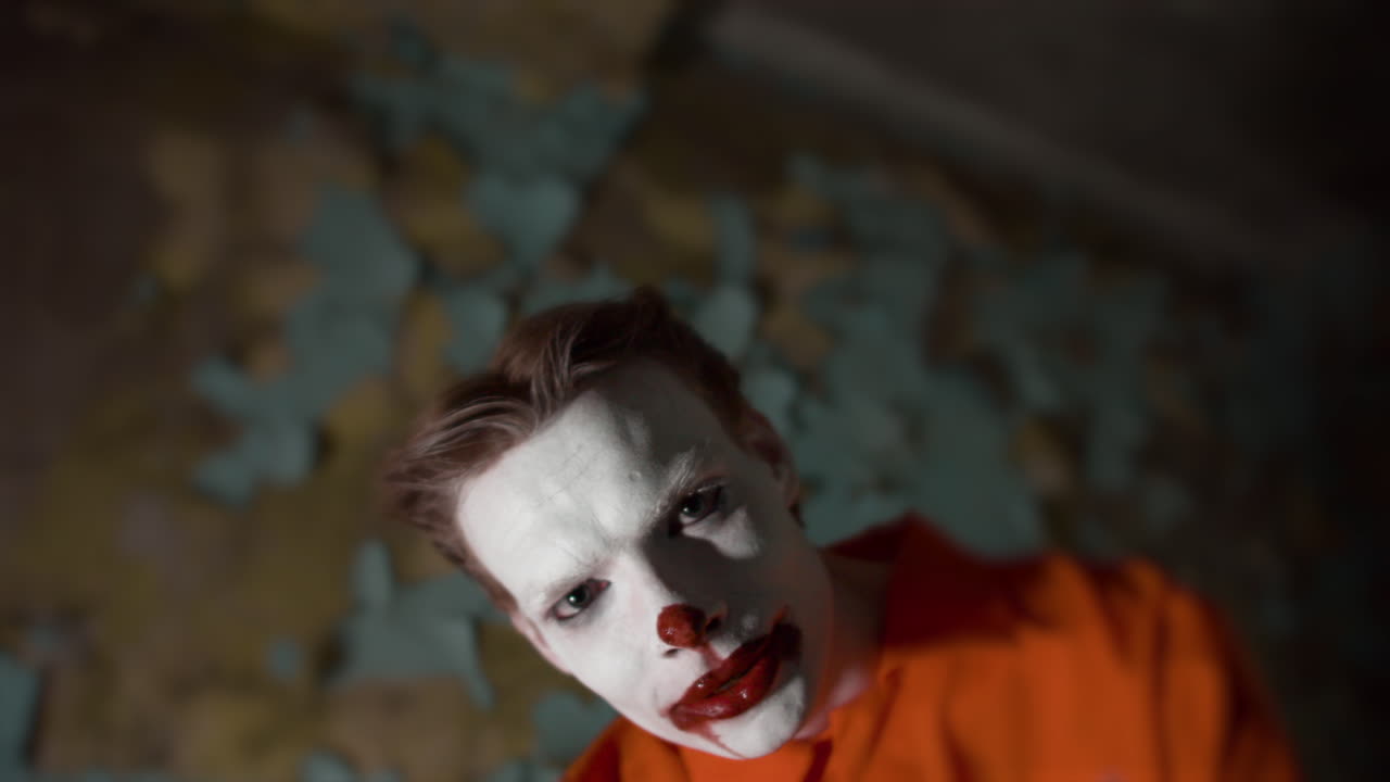 Scary clown in abandoned house