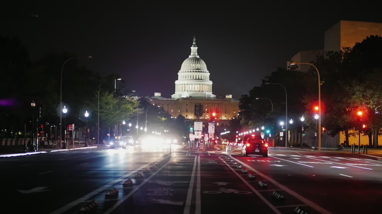 워싱턴 dc에서 밤에 국회 의사당 건물